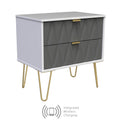 Geo Wireless Charging 2 Drawer Utility with Gold Hairpin Legs