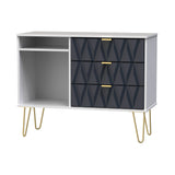 Geo White and Navy 3 Drawer Contemporary TV Unit Stand