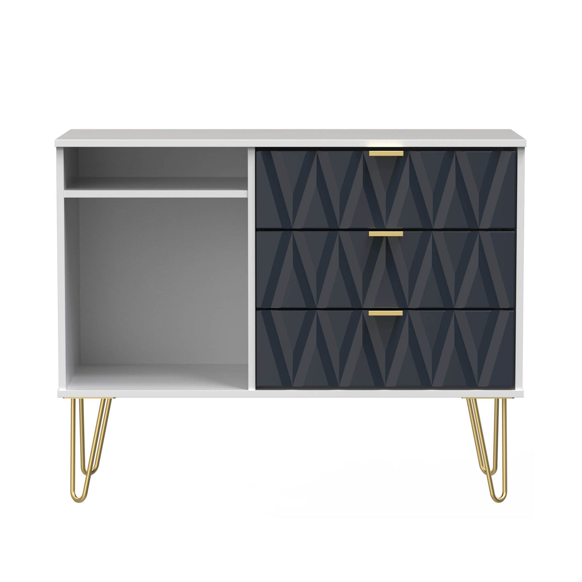 Geo White and Navy 3 Drawer TV Unit Stand from roseland