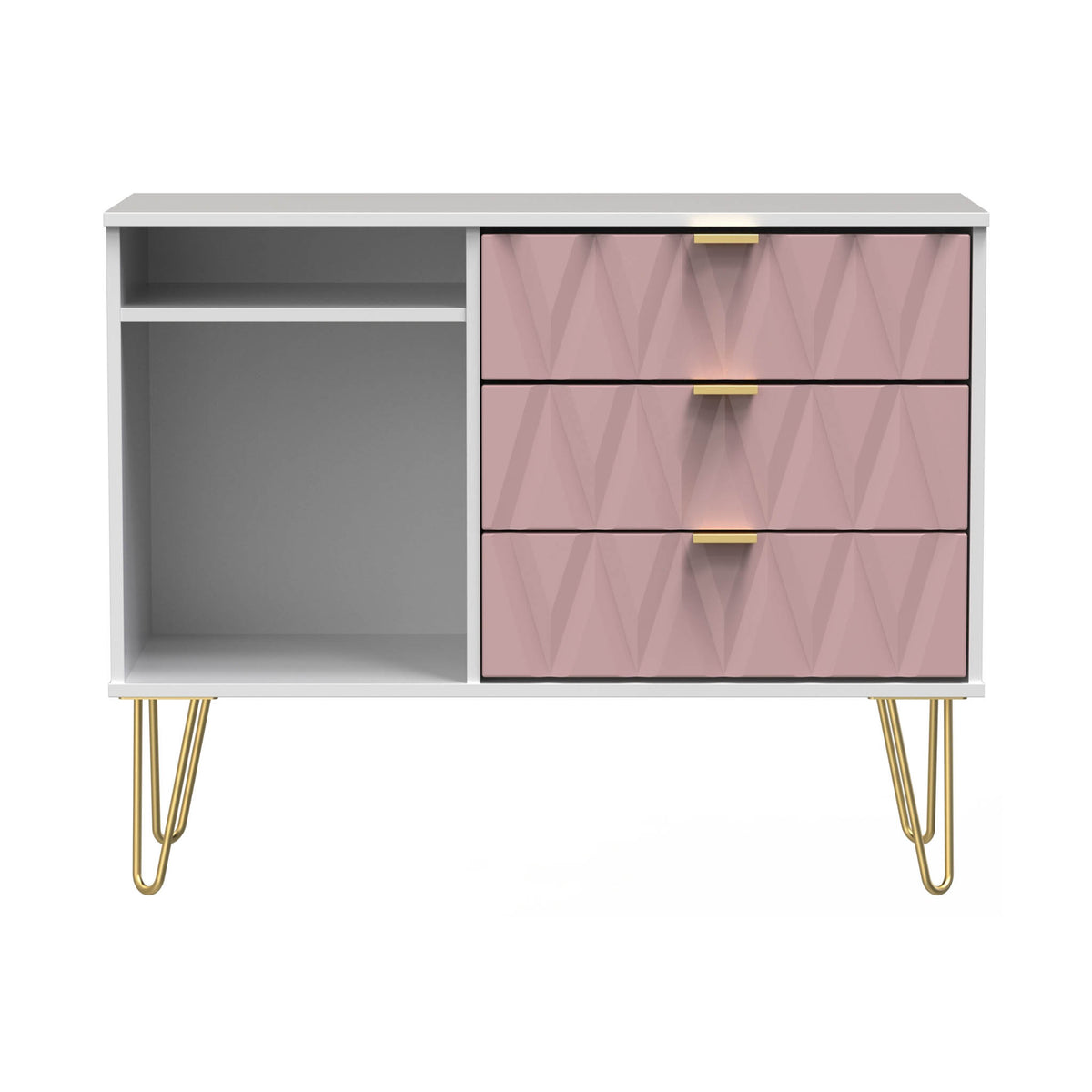 Geo White and Pink 3 Drawer TV Unit Stand from roseland