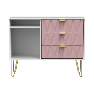 Geo 3 Drawer TV Unit with Gold Hairpin Legs