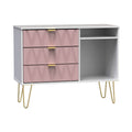Geo White and Pink 3 Drawer Contemporary TV Unit Stand