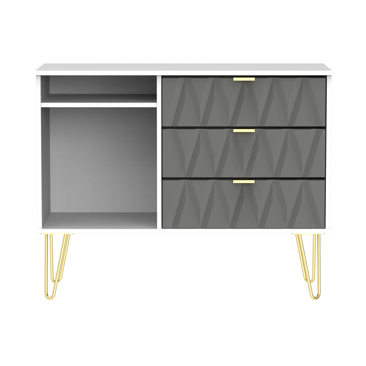 Geo White and Grey 3 Drawer Contemporary TV Unit Stand
