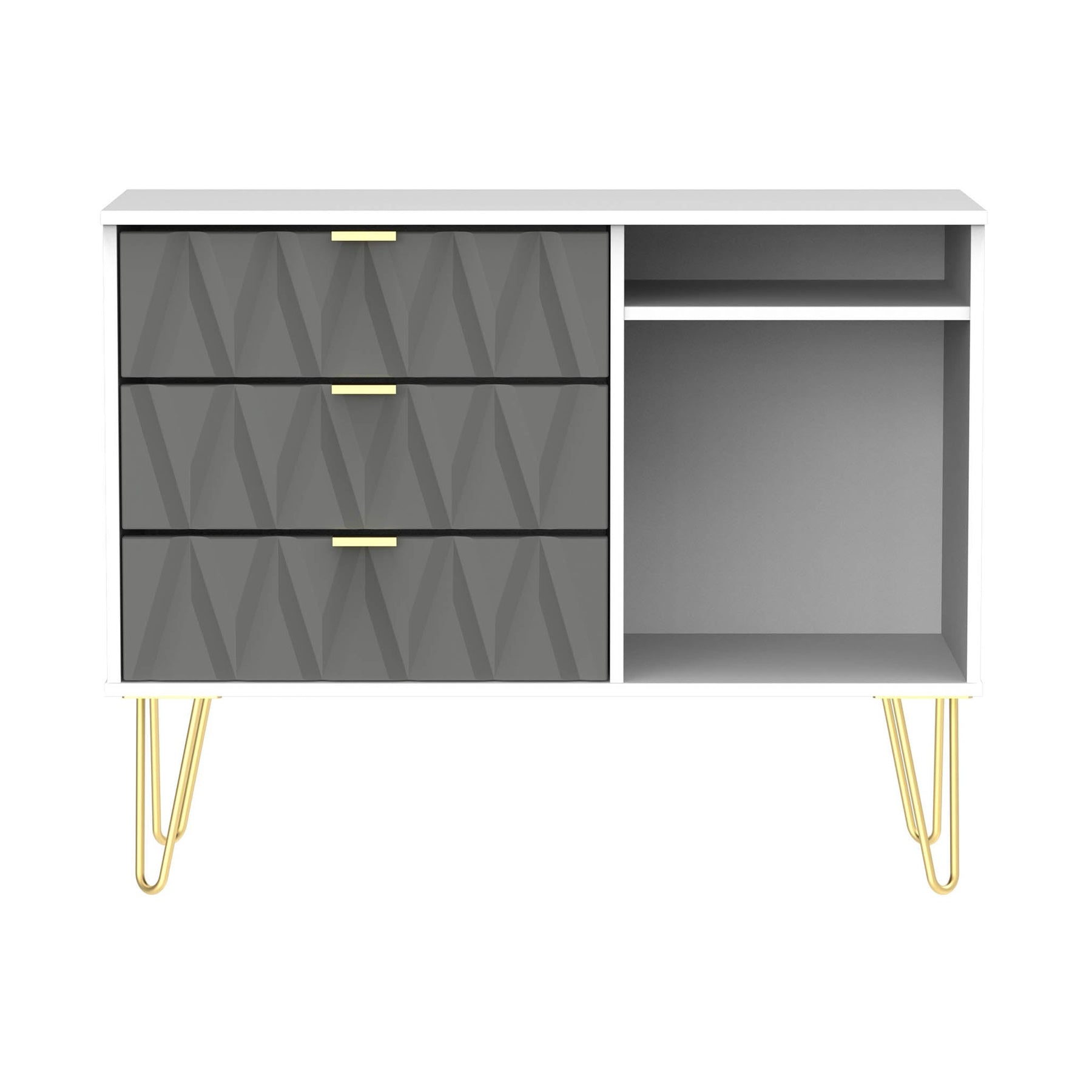 Geo White and Grey 3 Drawer Contemporary TV Unit Stand