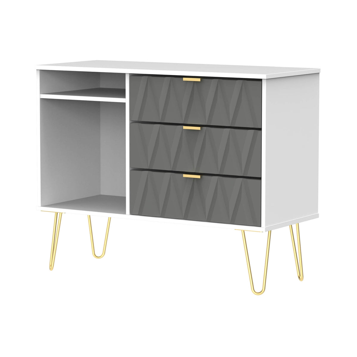 Geo White and Grey 3 Drawer TV Unit Stand from Roseland