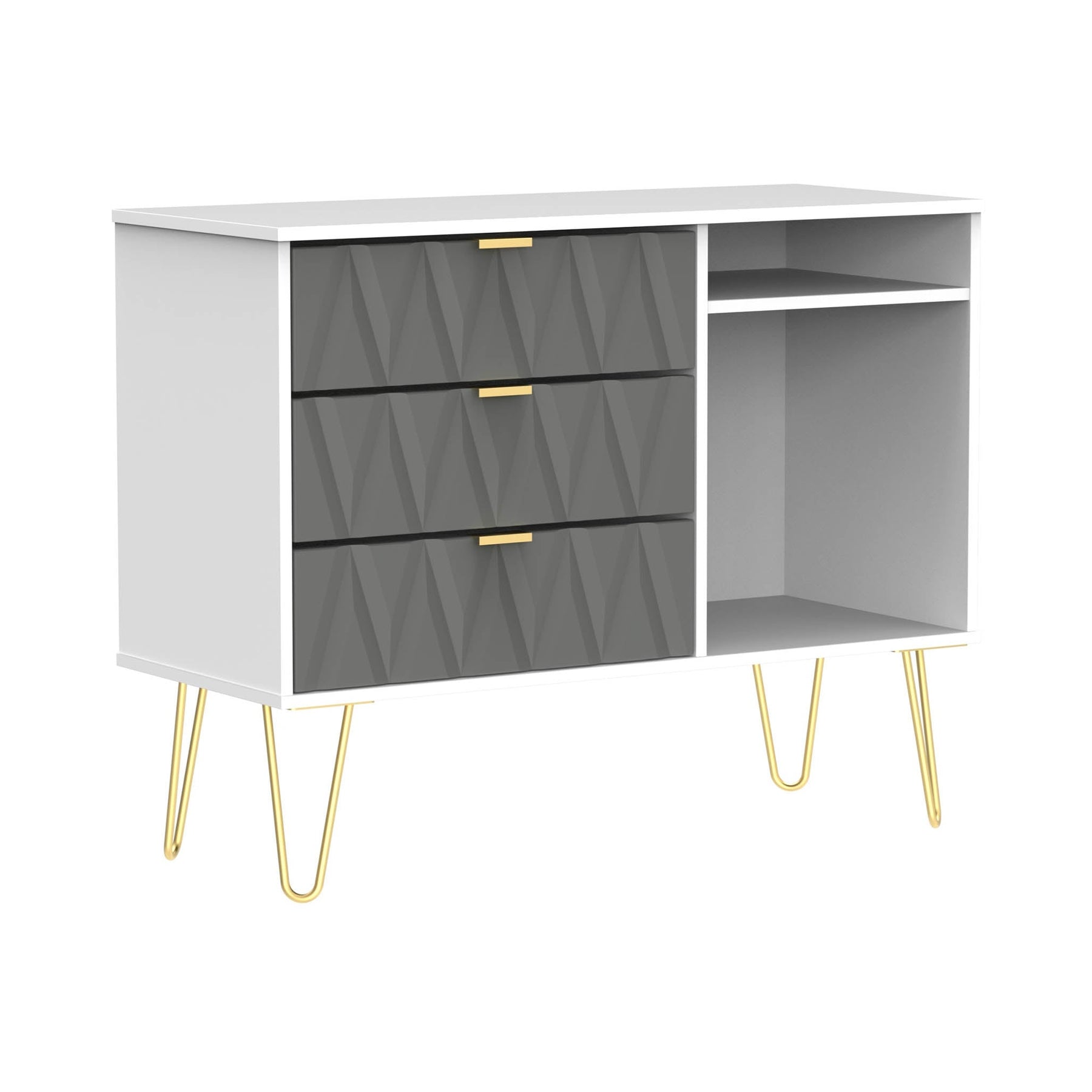Geo White and Grey 3 Drawer TV Unit Stand from Roseland