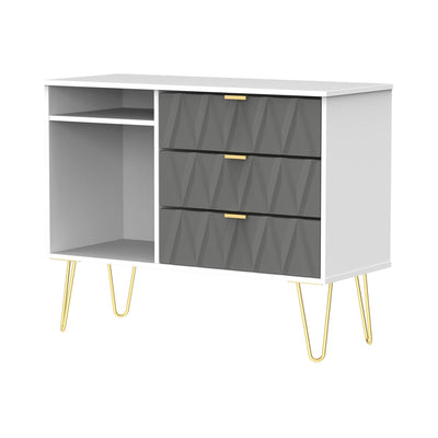 Geo 3 Drawer TV Unit with Gold Hairpin Legs