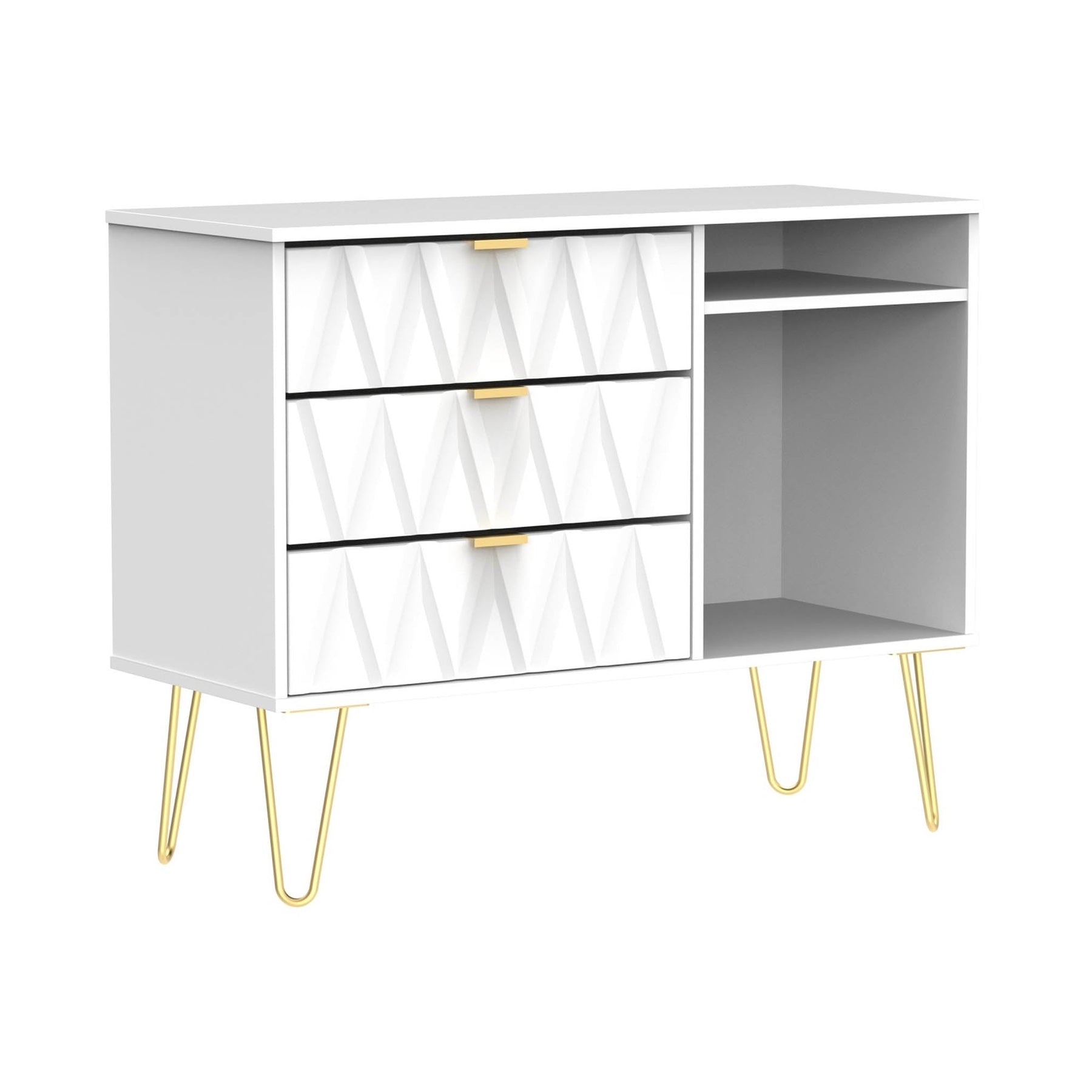Geo White 3 Drawer Contemporary TV Unit Stand