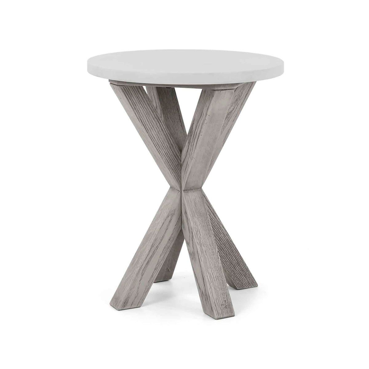 Epsom Round Grey Solid Wood Side Table