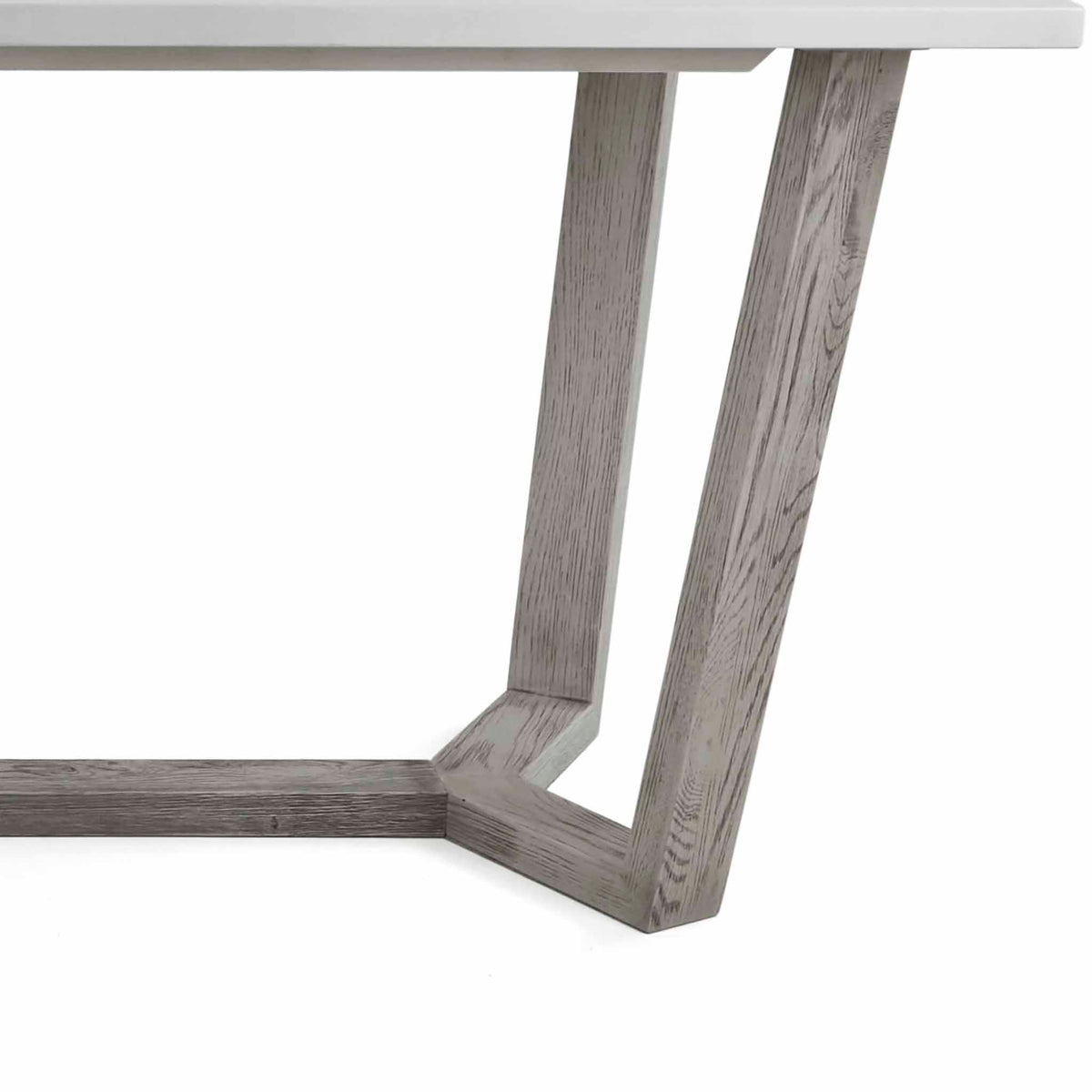close up of the grey washed solid wood legs on the Epsom 150cm Rectangular Dining Table