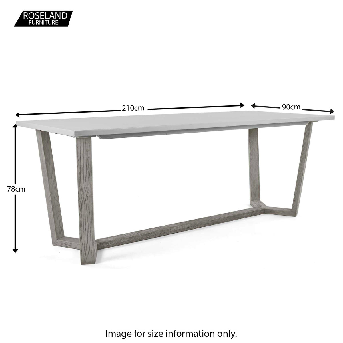 Epsom 210cm Rectangular Dining Table - Size Guide