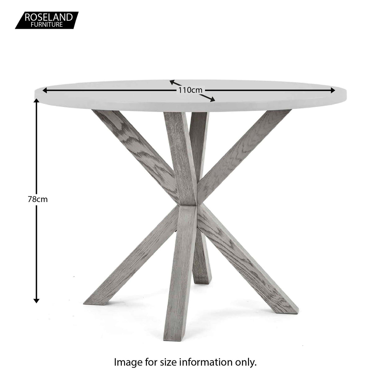 Epsom 110cm Round Dining Table - Size Guide