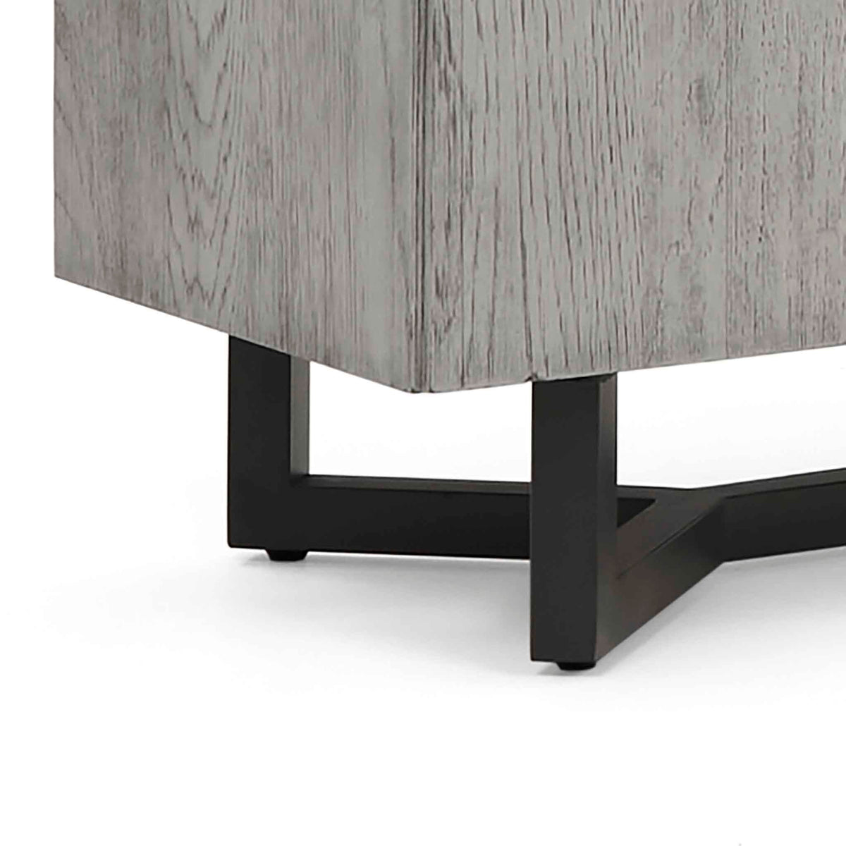 close up of the black metal legs on the Epsom 130cm Large TV Stand