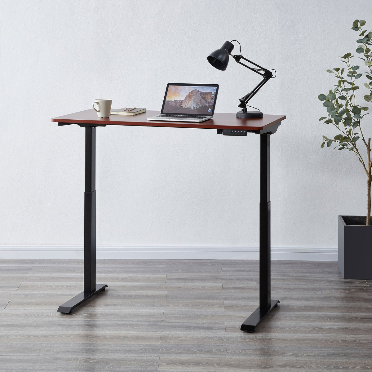 Apollo Walnut Wireless Smart Office Desk adjustable height