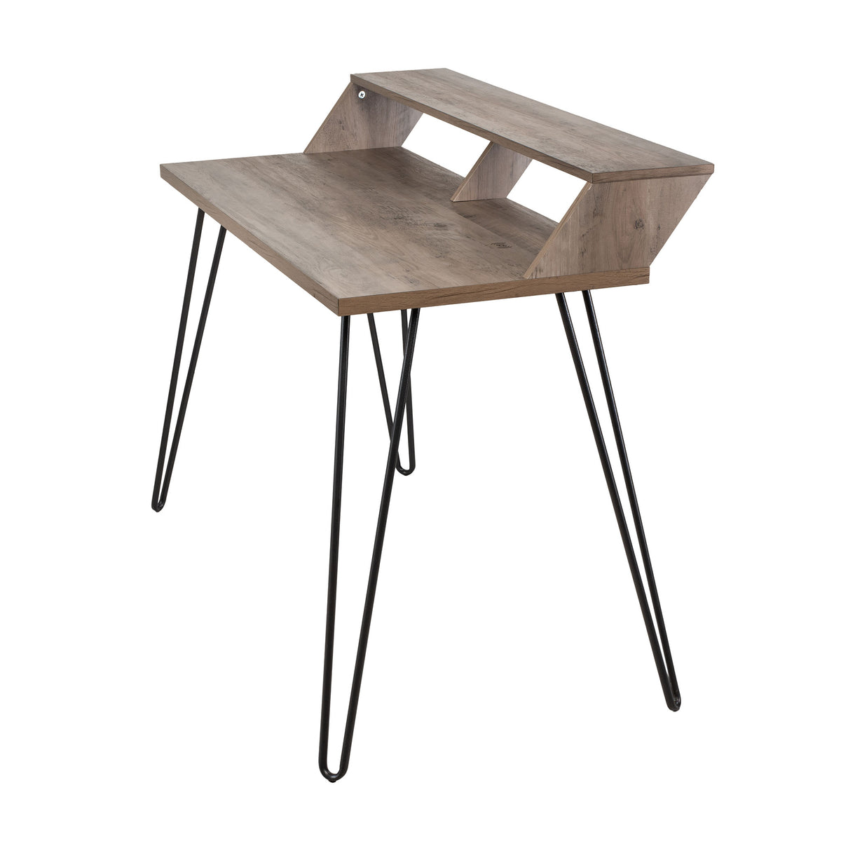 Bea Lime Wash & Charcoal Smart Office Desk with hairpin legs