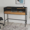 Otto Black & Oak Wireless Smart Office Desk for Work From Home Laptop Computer