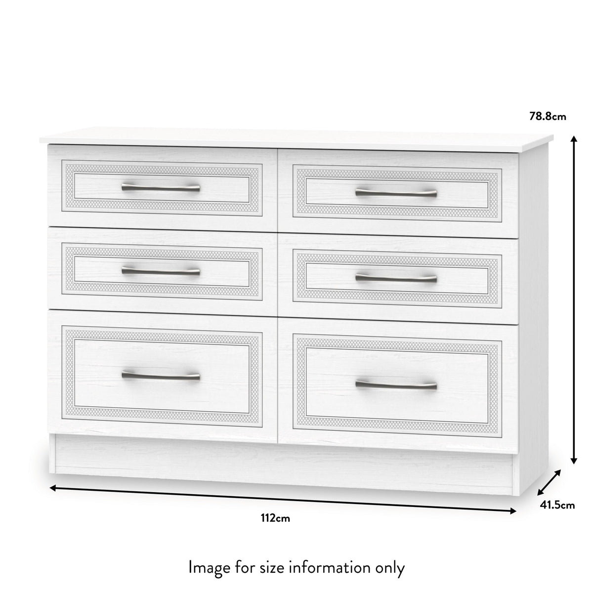 Killgarth White Wide chest of drawers dimensions