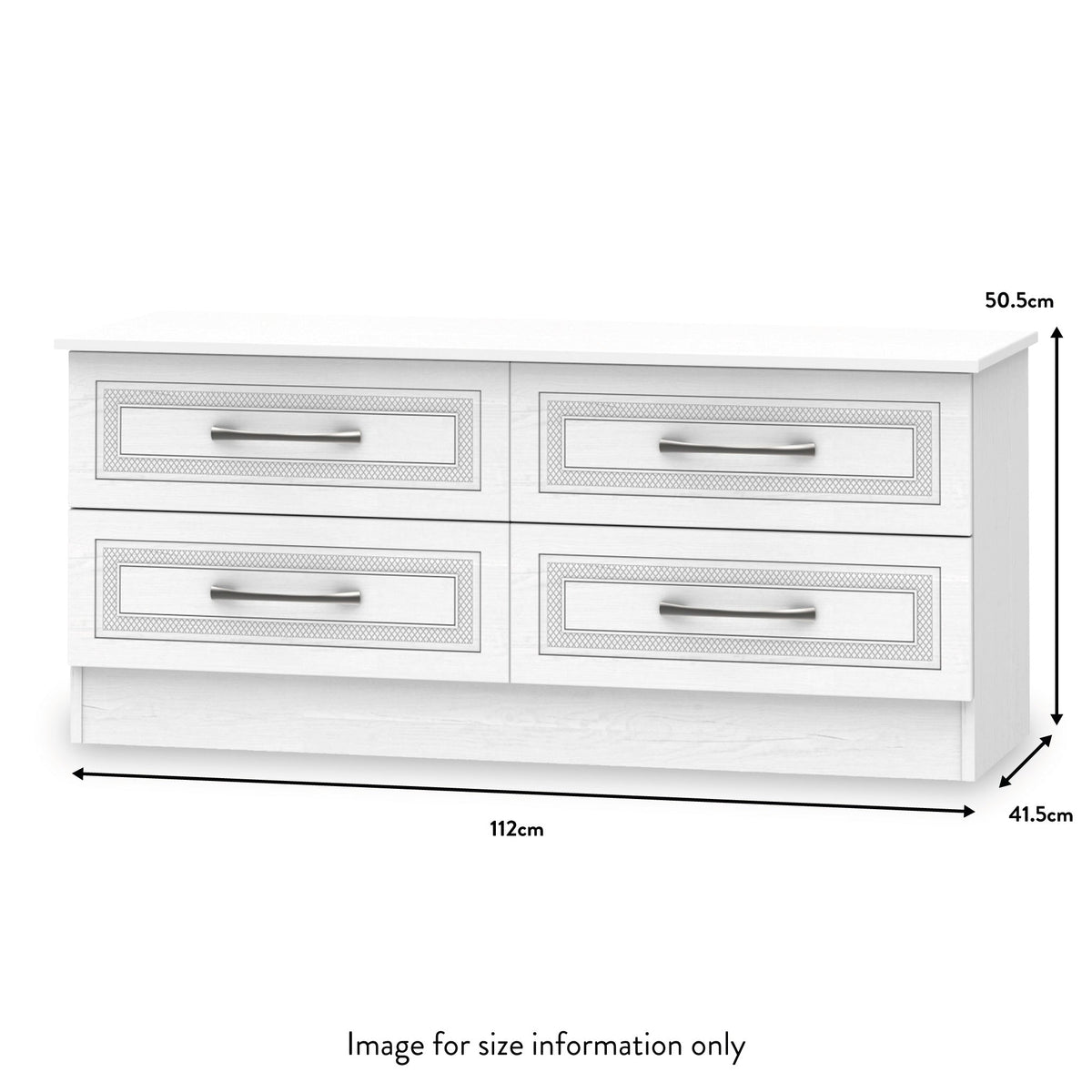 Killgarth White 4 Drawer Low Storage unit dimensions