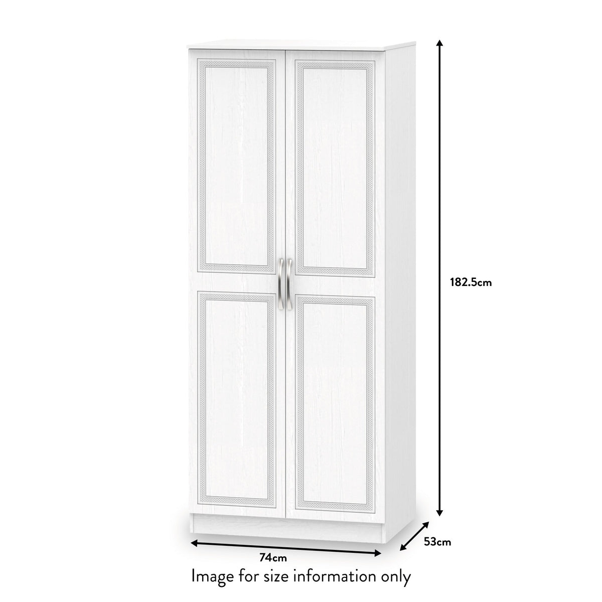 Killgarth White 2 Door Double Wardrobe dimensions