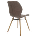Dewnver Light Brown Faux Leather Dining Chairs with Oak Legs