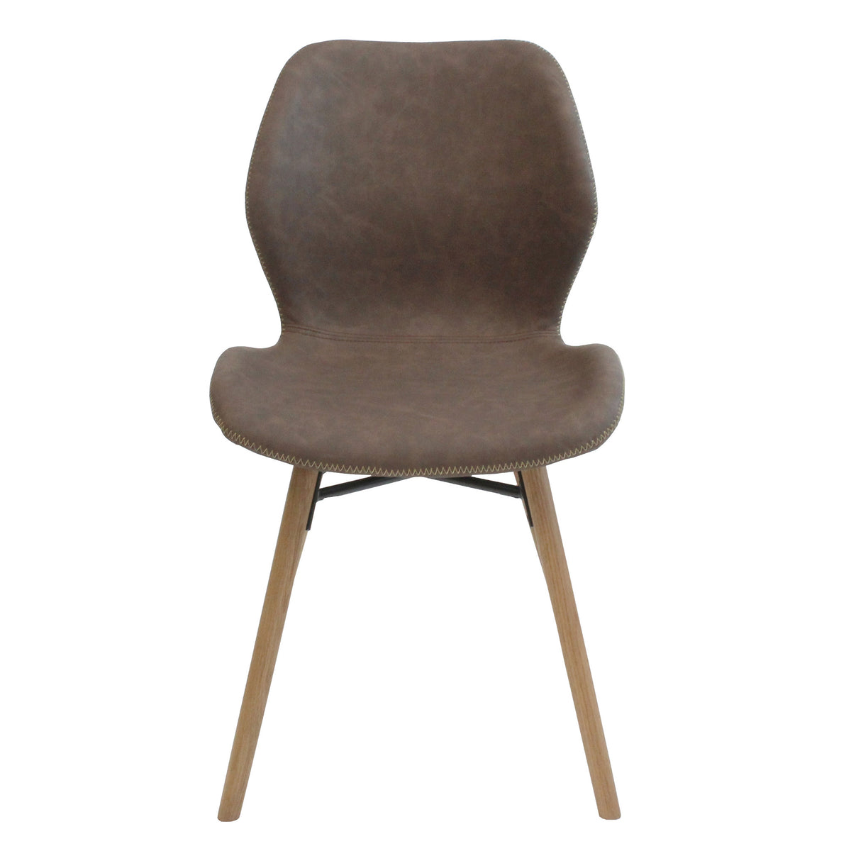 Dewnver Light Brown Faux Leather Dining Chairs with Oak Legs
