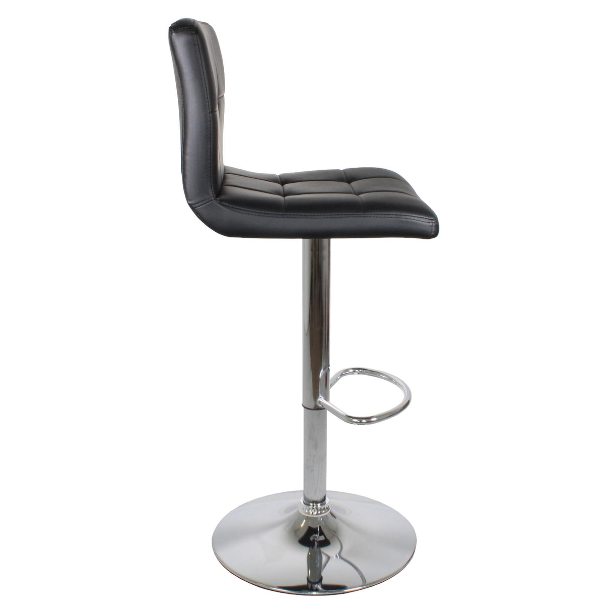 side view of the Shadow Grey Elton Adjustable Breakfast Bar Stool with silver base