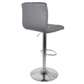 Back view of the Sky Grey Elton Adjustable Breakfast Bar Stool with chrome metal base