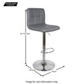 Dimensions for the Sky Grey Elton Adjustable Breakfast Bar Stool from Roseland Furniture