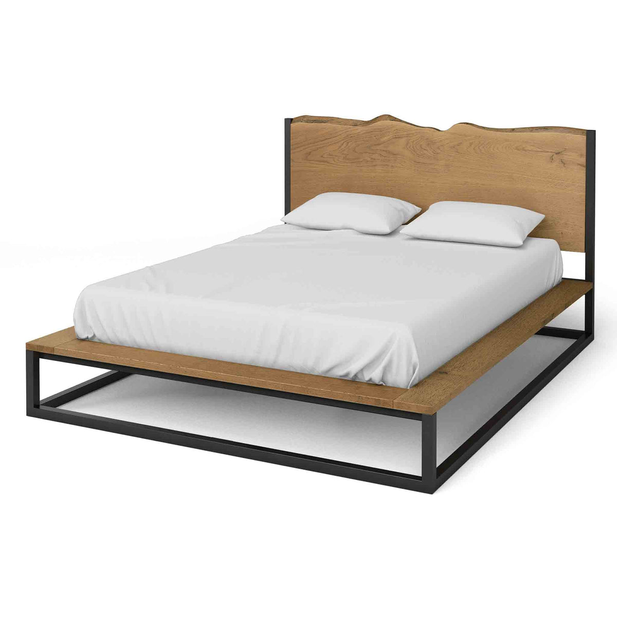 Oak Mill 5' King Size Platform Bed Frame - Waxed Oak