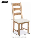 Dimensions - Malvern Oak Dining Chair with Padded Seat