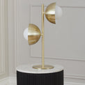 Estelle Brushed Brass Metal and White Orb Dome Desk Lamp