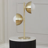 Estelle Brushed Brass Metal and White Orb Dome Desk Lamp