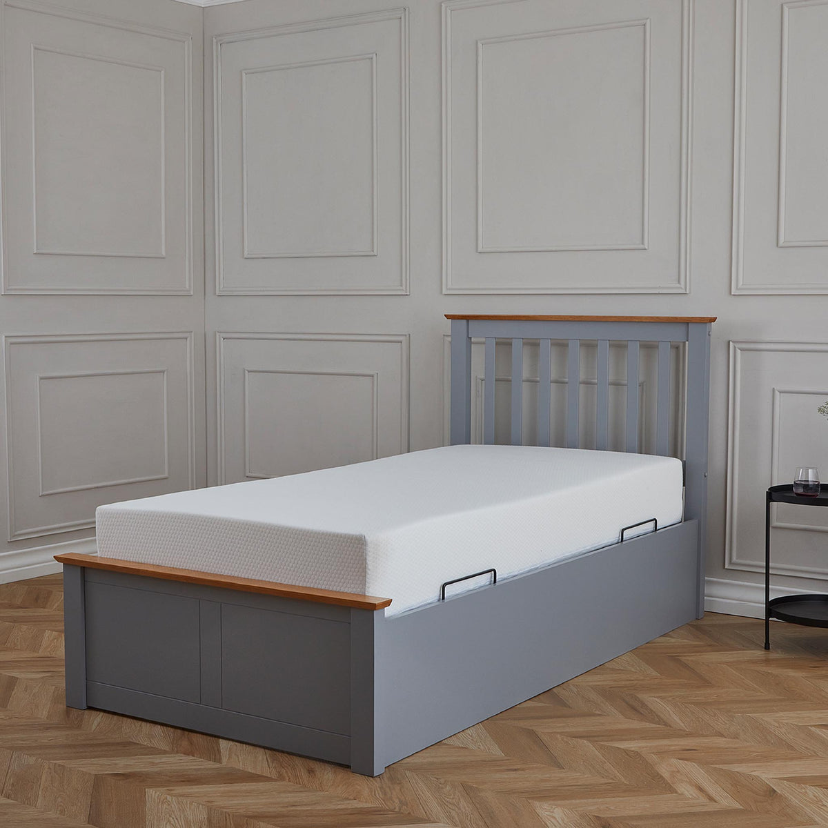 Atlas Grey Single Wooden Ottoman Bed by Roseland Furniture