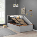 right hand opened Atlas Grey ottoman storage bed