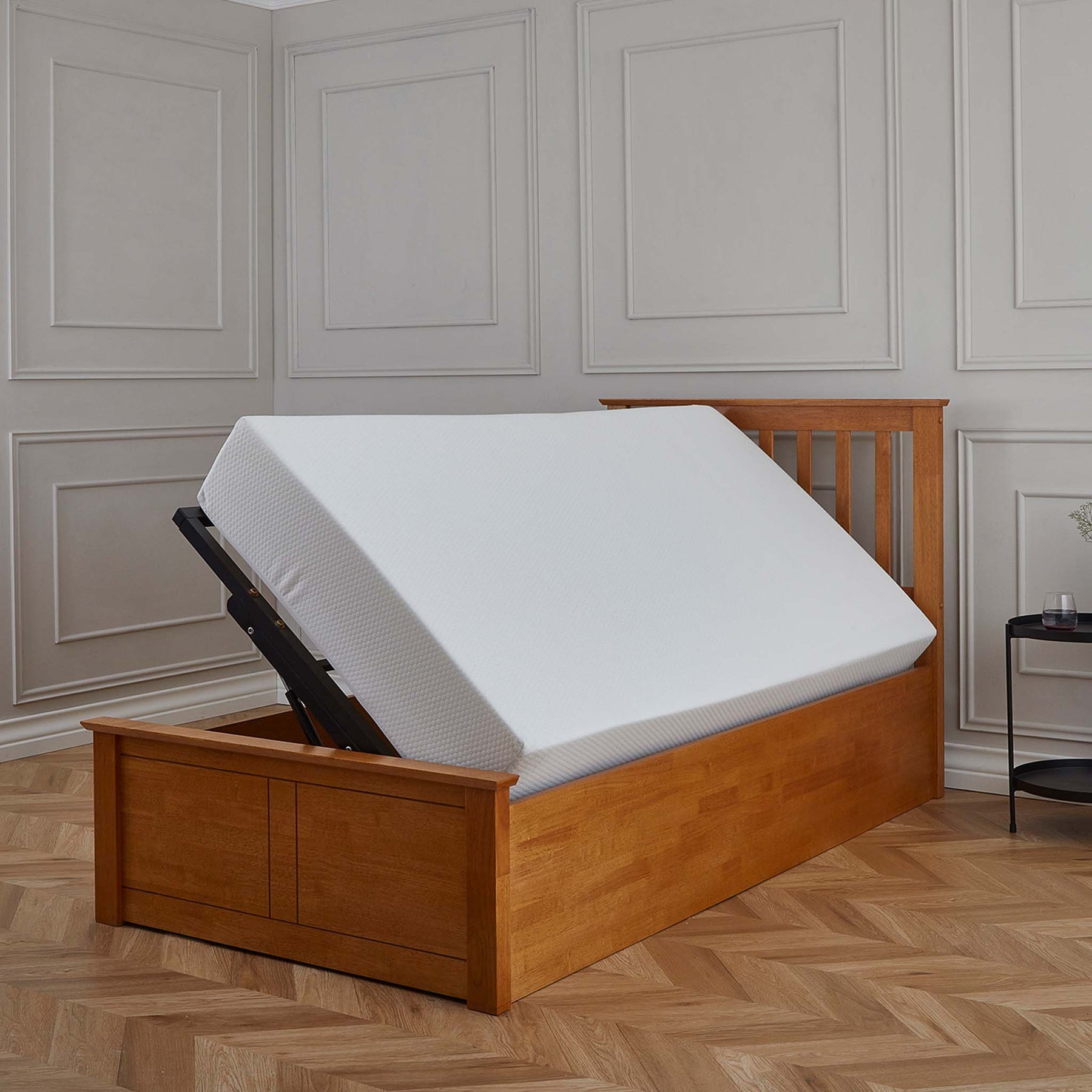 Atlas Oak Single Wooden Ottoman Bed from Roseland Furniture