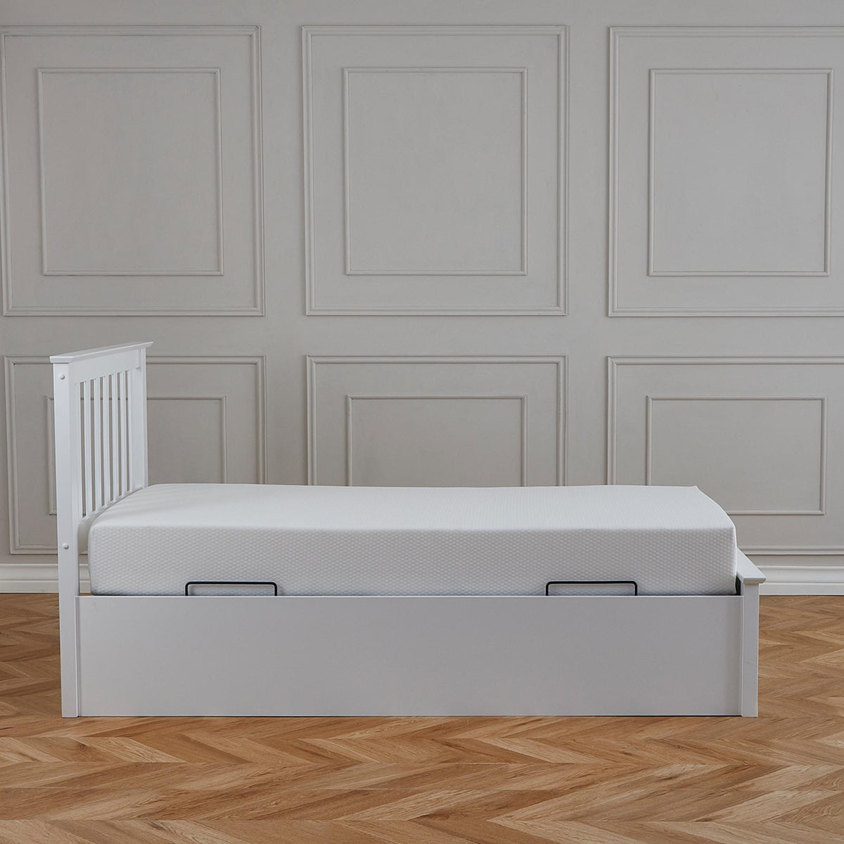 Atlas White Single Wooden Ottoman Bed by Roseland Furniture