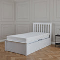 Atlas White Single Wooden Ottoman Bed by Roseland Furniture