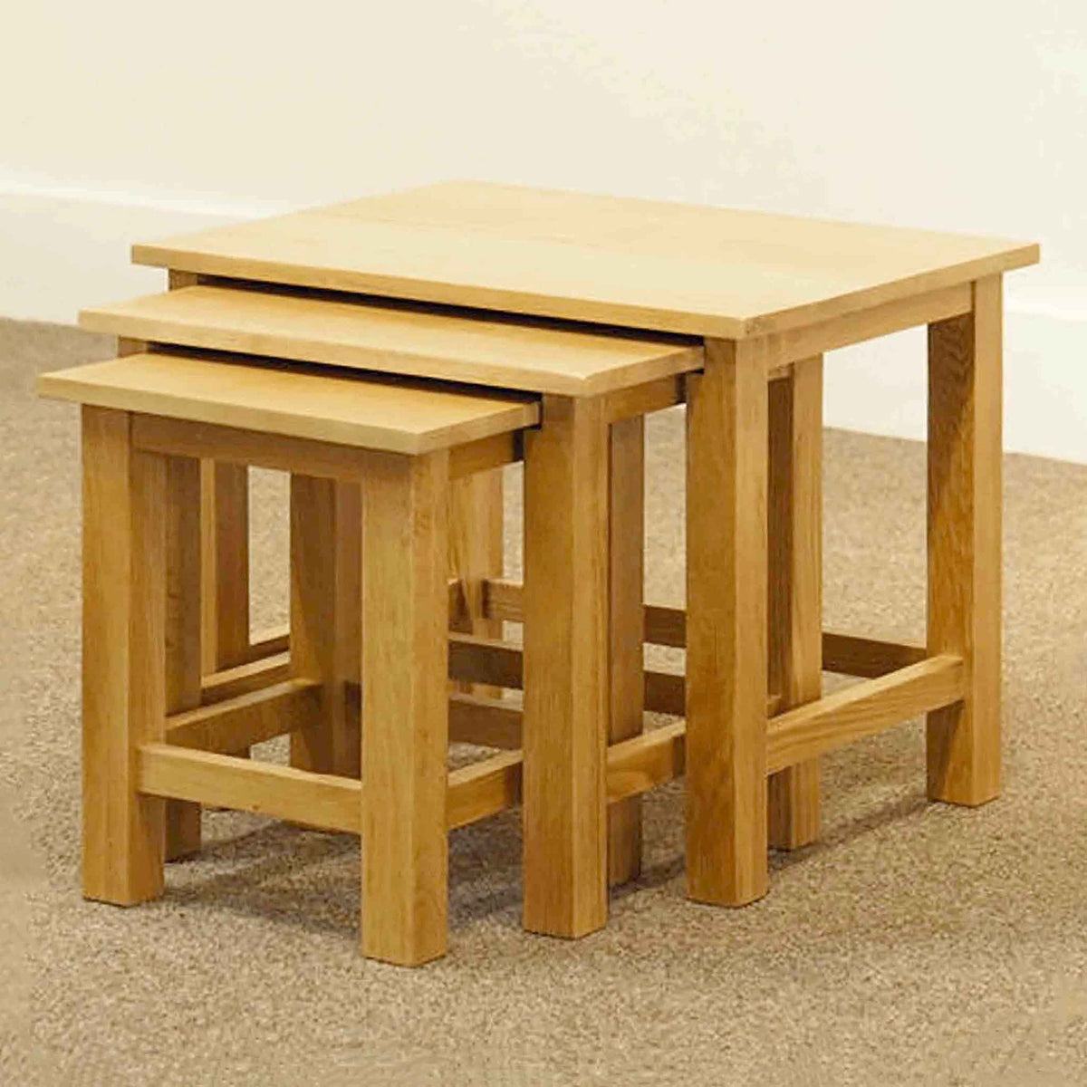 London Oak Nest of Tables - Side view