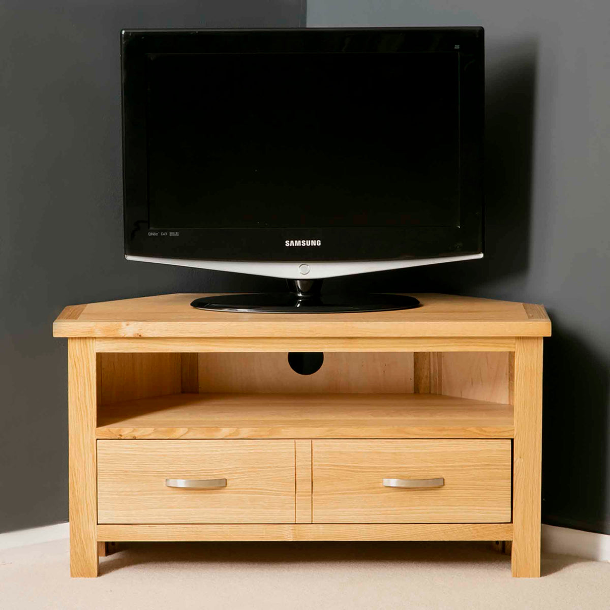 London Oak Corner TV Stand by Roseland Furniture