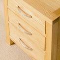 London Oak Bedside Chest - Looking down on drawer fronts