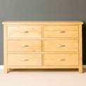 London Oak Large 6 Drawer Chest of Drawers - Front View