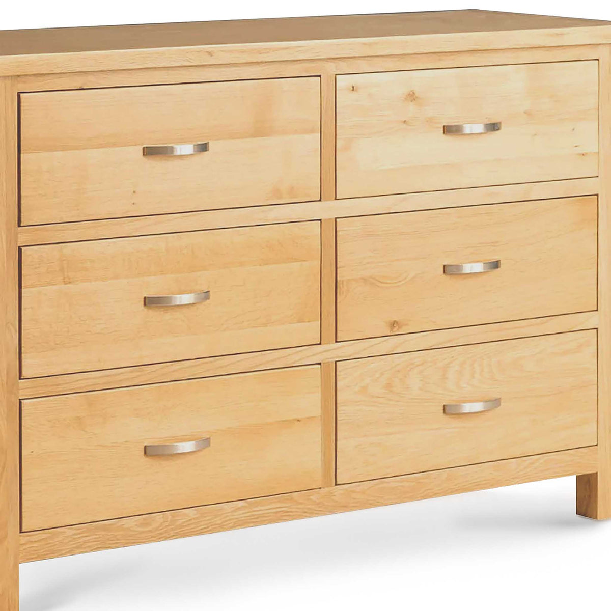 London Oak Large 6 Drawer Chest of Drawers - Close up of drawer fronts