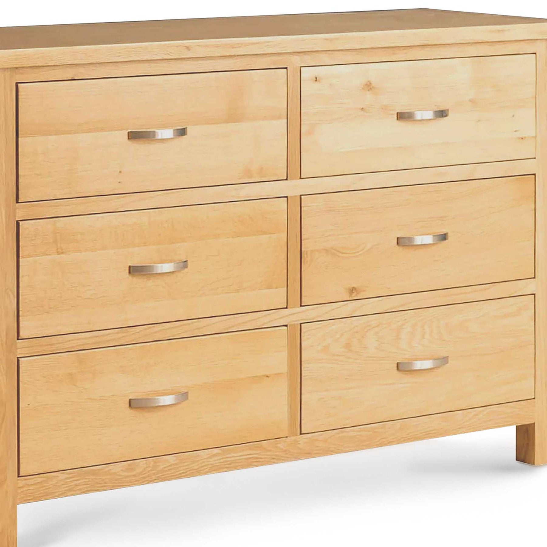 London Oak Large 6 Drawer Chest of Drawers - Close up of drawer fronts