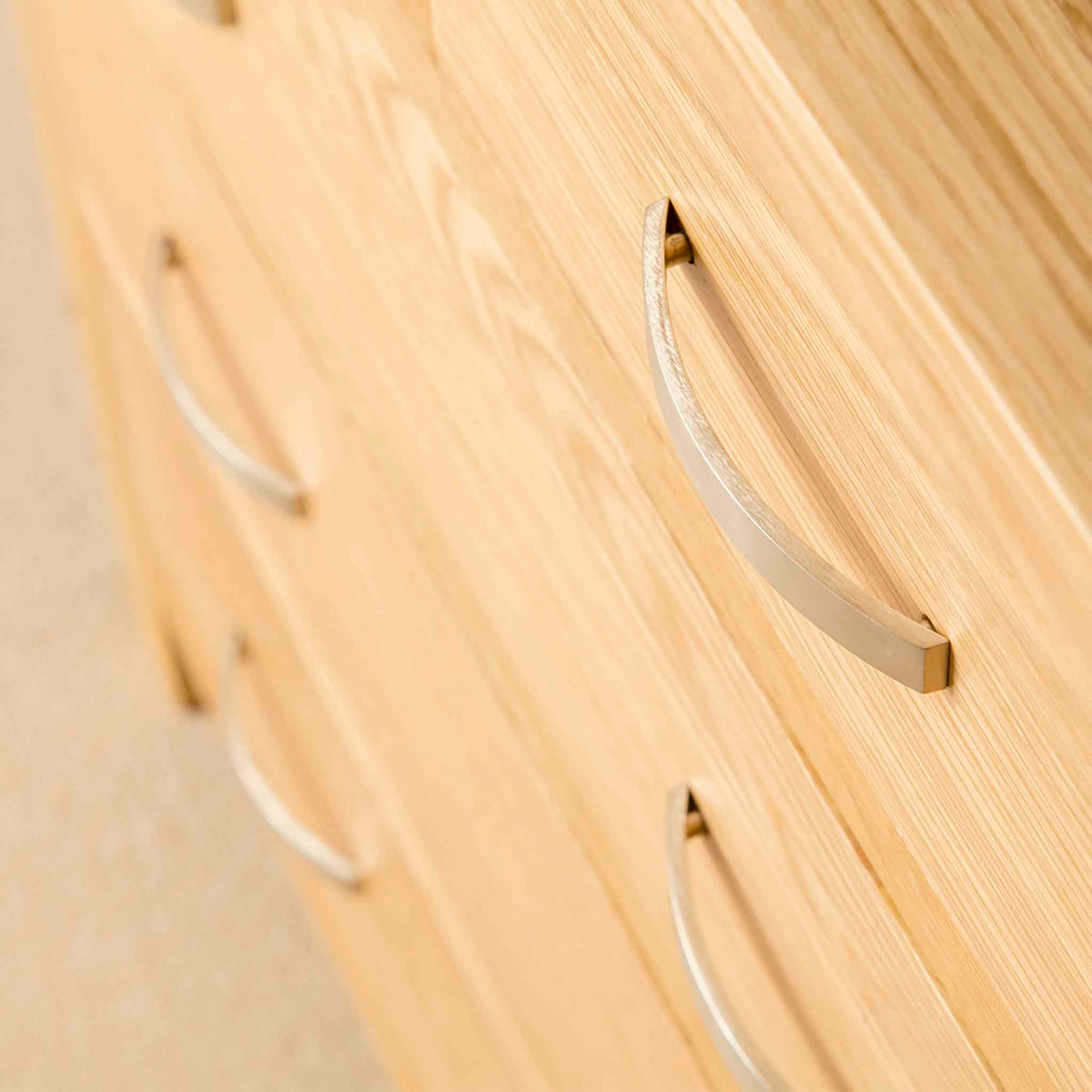 London Oak Large 6 Drawer Chest of Drawers - Looking down on drawer fronts