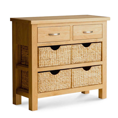 London Oak Console Table with Baskets