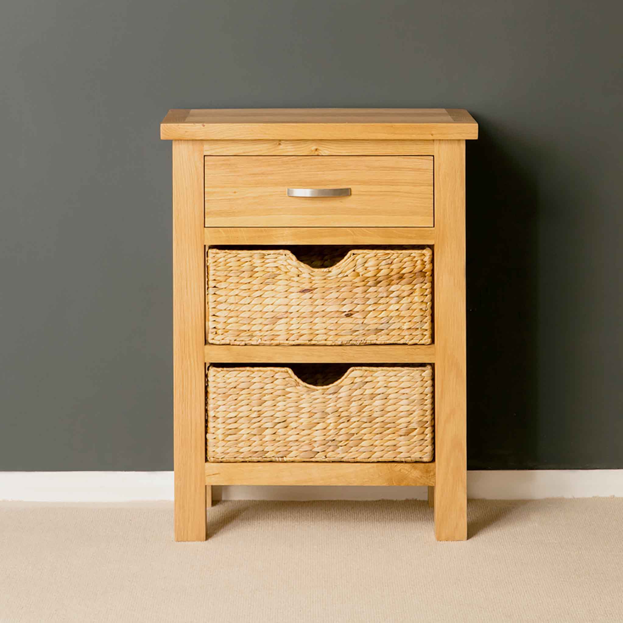 Sidmouth oak sideboard with cheap baskets