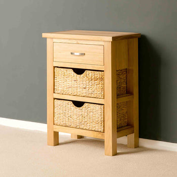 London Oak Telephone Table with Baskets
