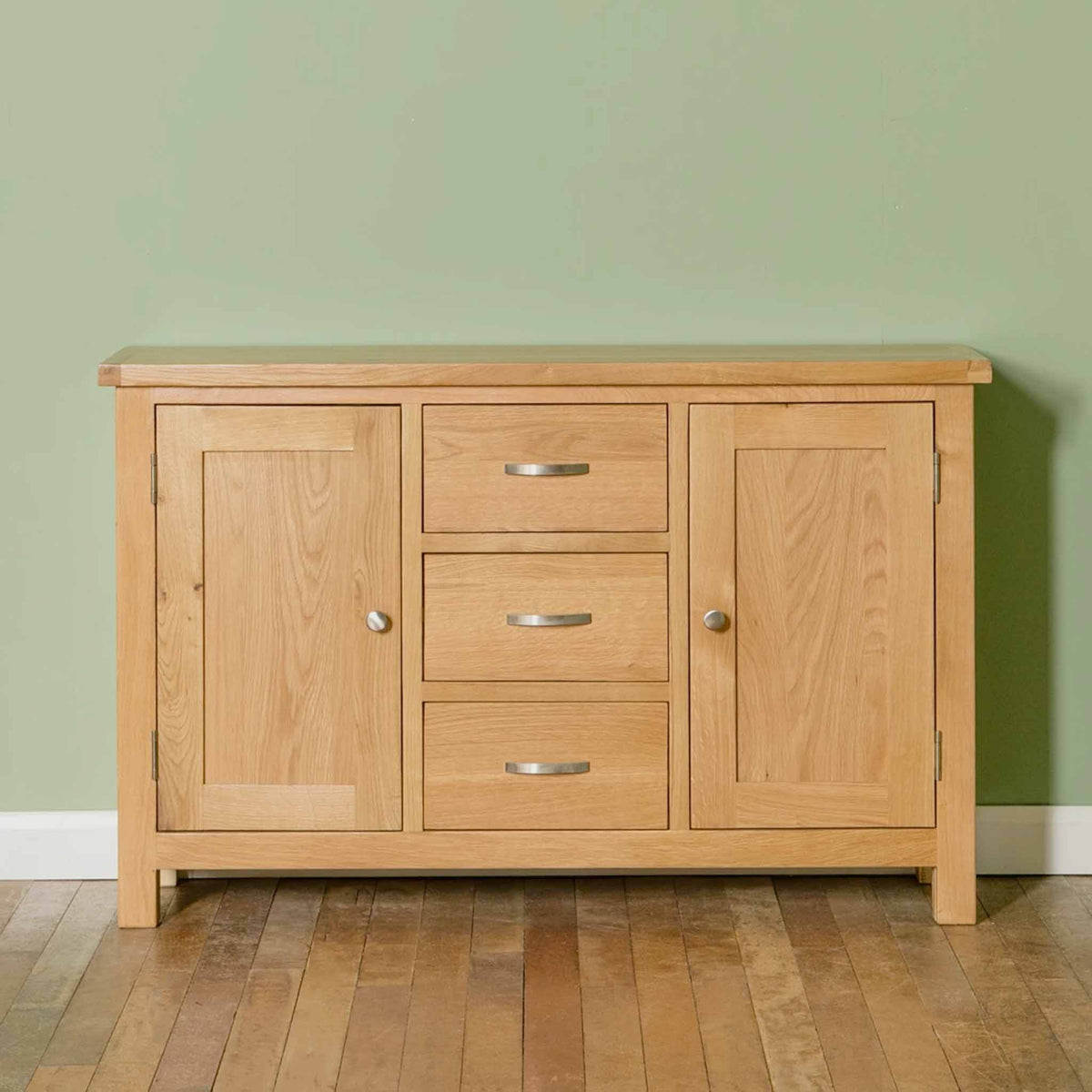 London Oak 3 Drawer Sideboard - Front view