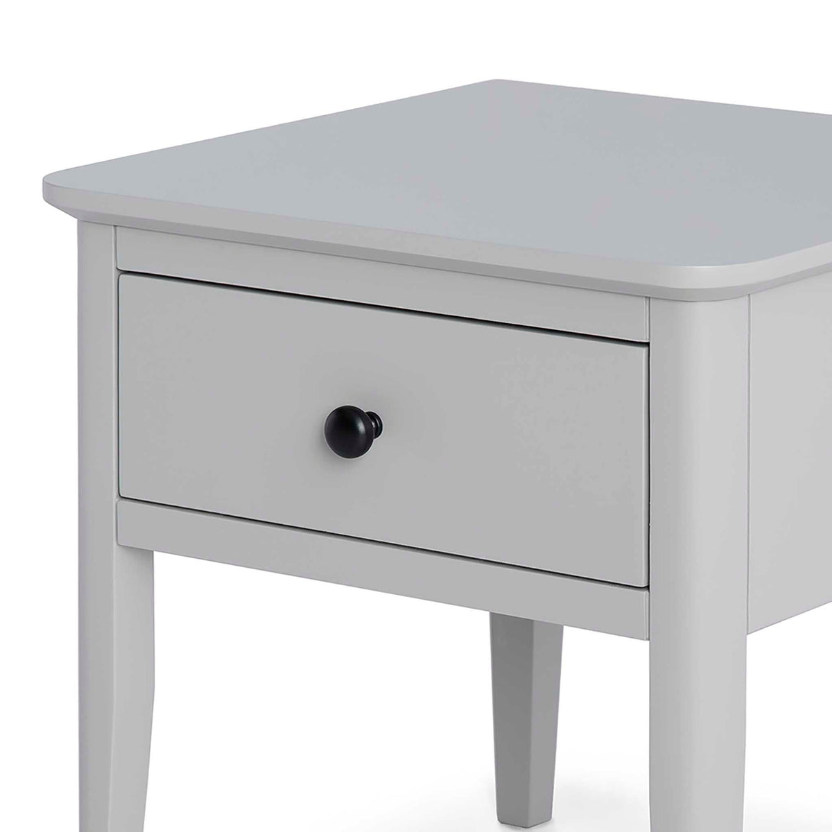 Elgin Grey Side Lamp Table - Close up of drawer