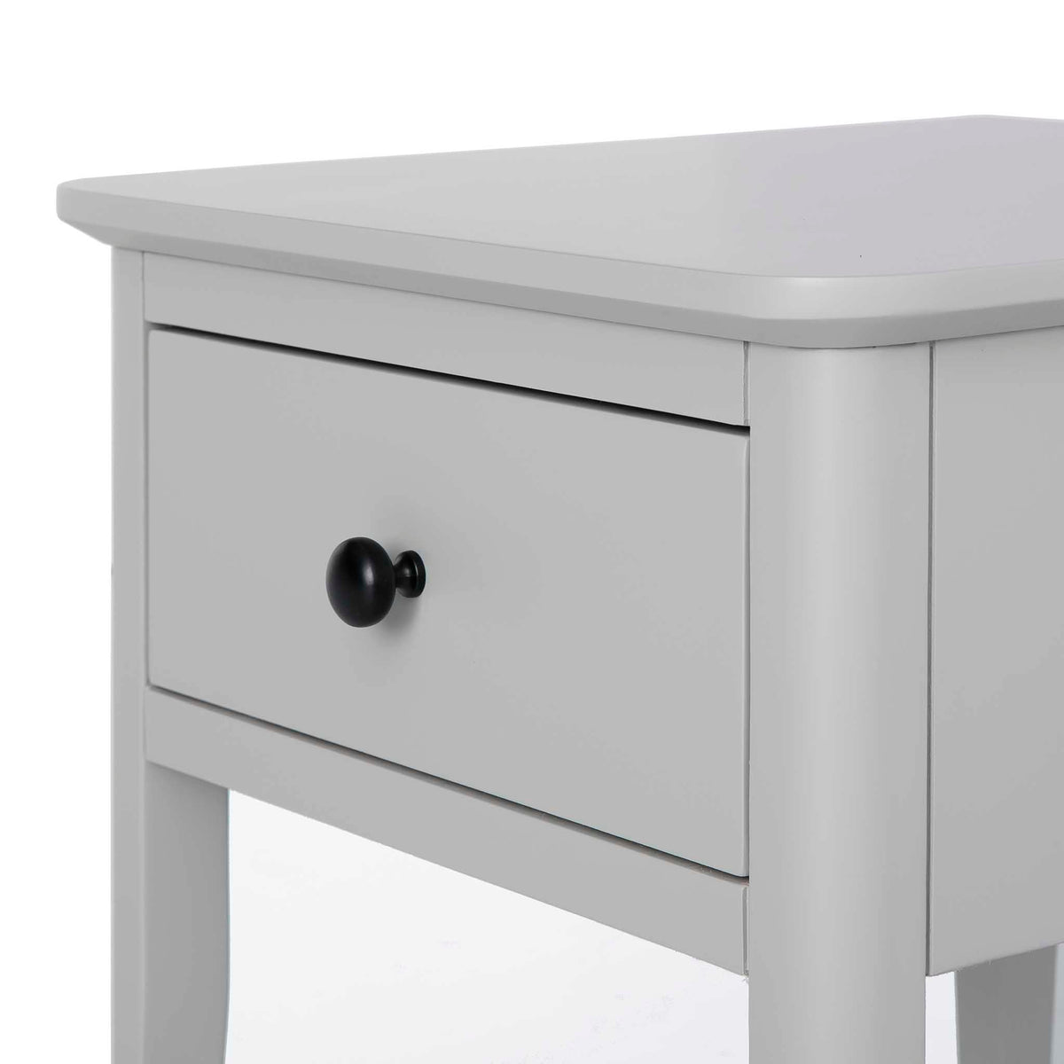 Elgin Grey Side Lamp Table - Close up of drawer front